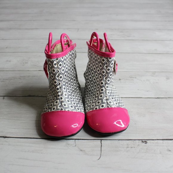 Robeez Tredz Baby Girl's Pink Gray Rainboots Boots Infant Size 3-6 Months - Picture 5 of 6